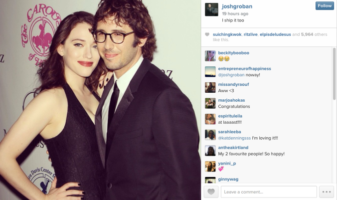 Josh Groban Kat Dennings Instagram
